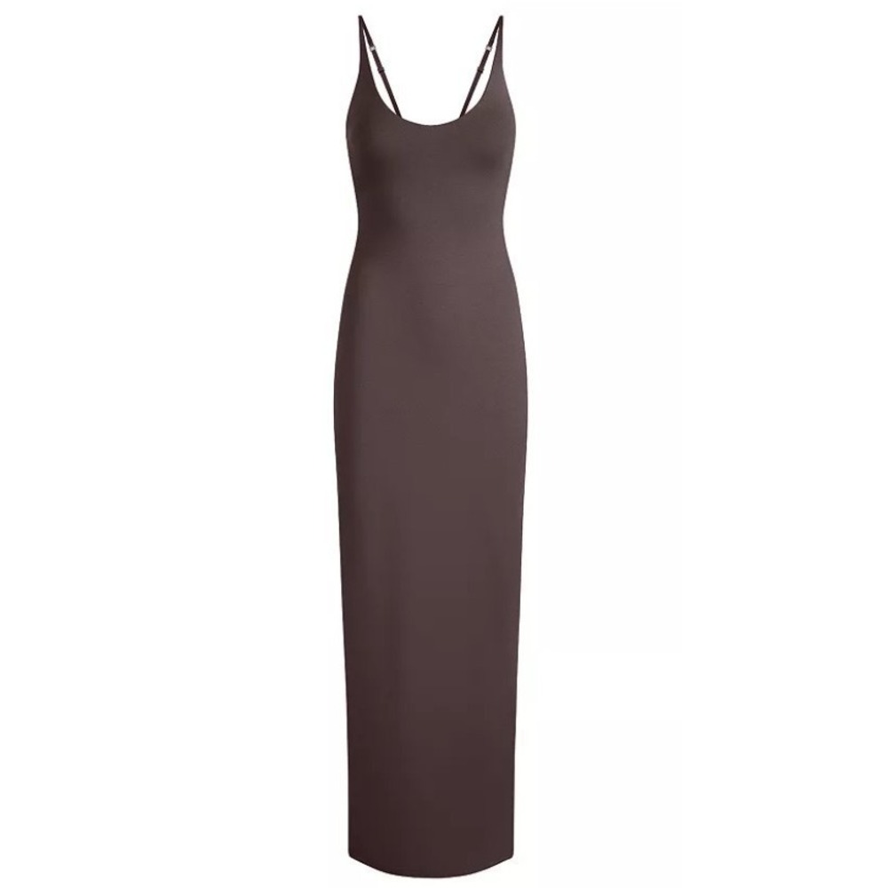 Skims Smooth Lounge Skimpy Scoop Neck Dress DS-DRS-8163W Raisin Medium